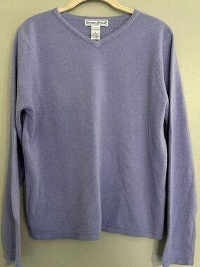 Stephanie Andrews Purple V-Neck Sweater Womens Medium Acrylic Knit Periwinkle